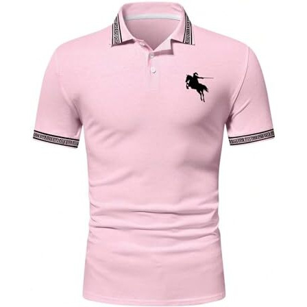 Lymio Men Regular Fit T-Shirt || T-Shirt for Men || Polo T Shirt || T-Shirt (Polo-37-Pink-L)