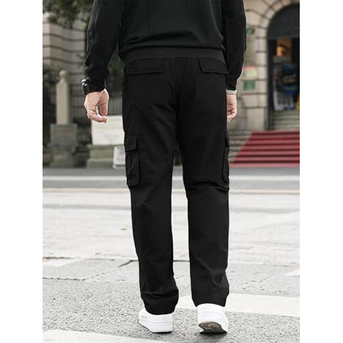 GRECIILOOKS Regular Fit Cotton Trousers Baggy Pants Cargos for Men (GL-TP-1049_Black_XL)