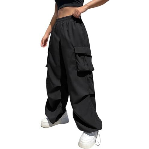 GRECIILOOKS Women's Regular Fit Cargo Pant (GL-W-TP-1086_Black