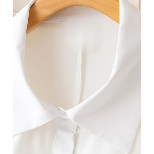Leriya Fashion Western Dress || Rayon Solid Button Front Shirt Dress for Women || Roll Tab Sleeve & Collared Neck Flared Dress || Office || Summer Short Dresses for Women. (Large, White)