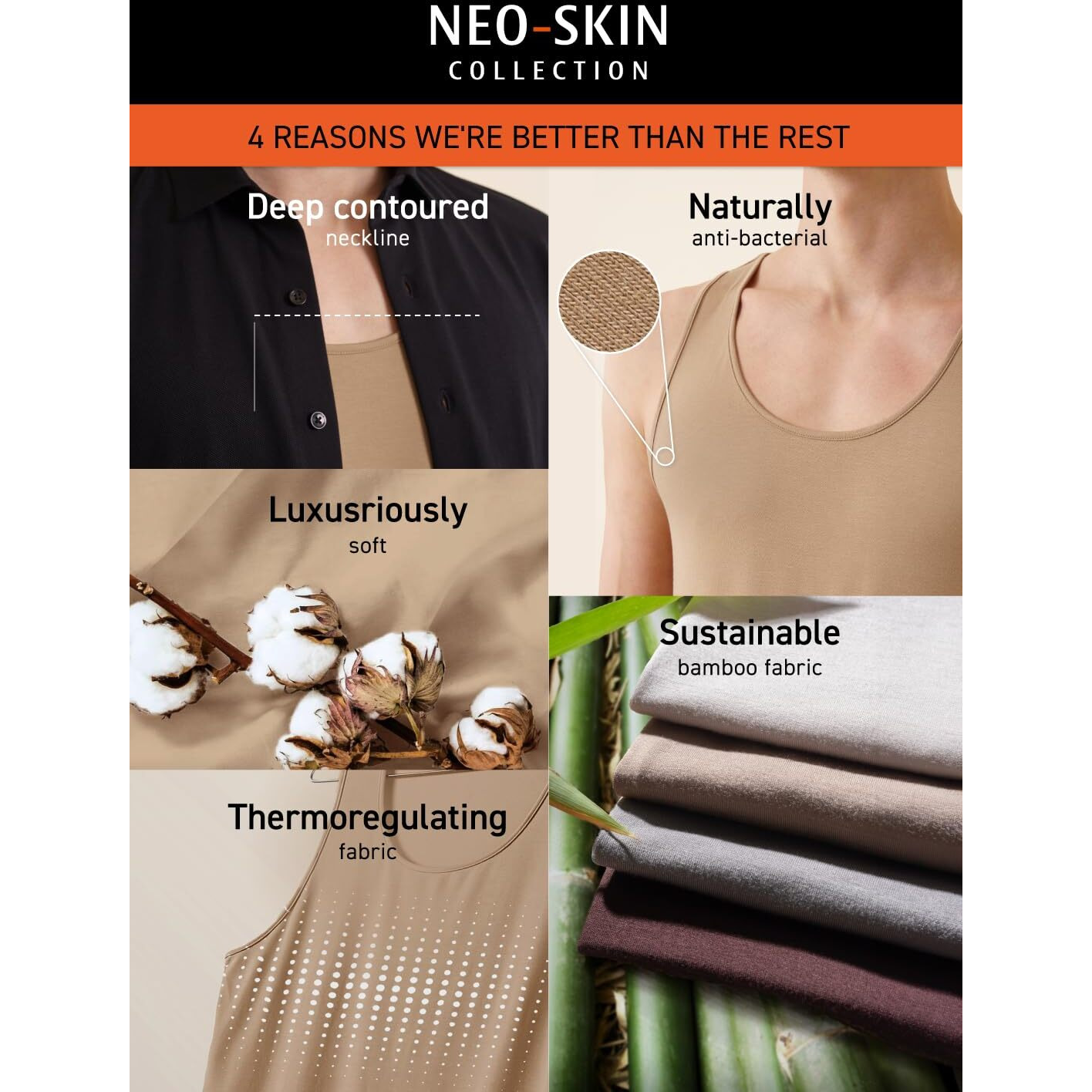 DAMENSCH Men's Regular Fit Round Neck Neo Skin Bamboo Vest | Vest for Men, Innerwear Men, Mens Vest, Stretchy Fabric, Inner for Men, Moisture Wicking, thermoregulating-Shifting Sand-M