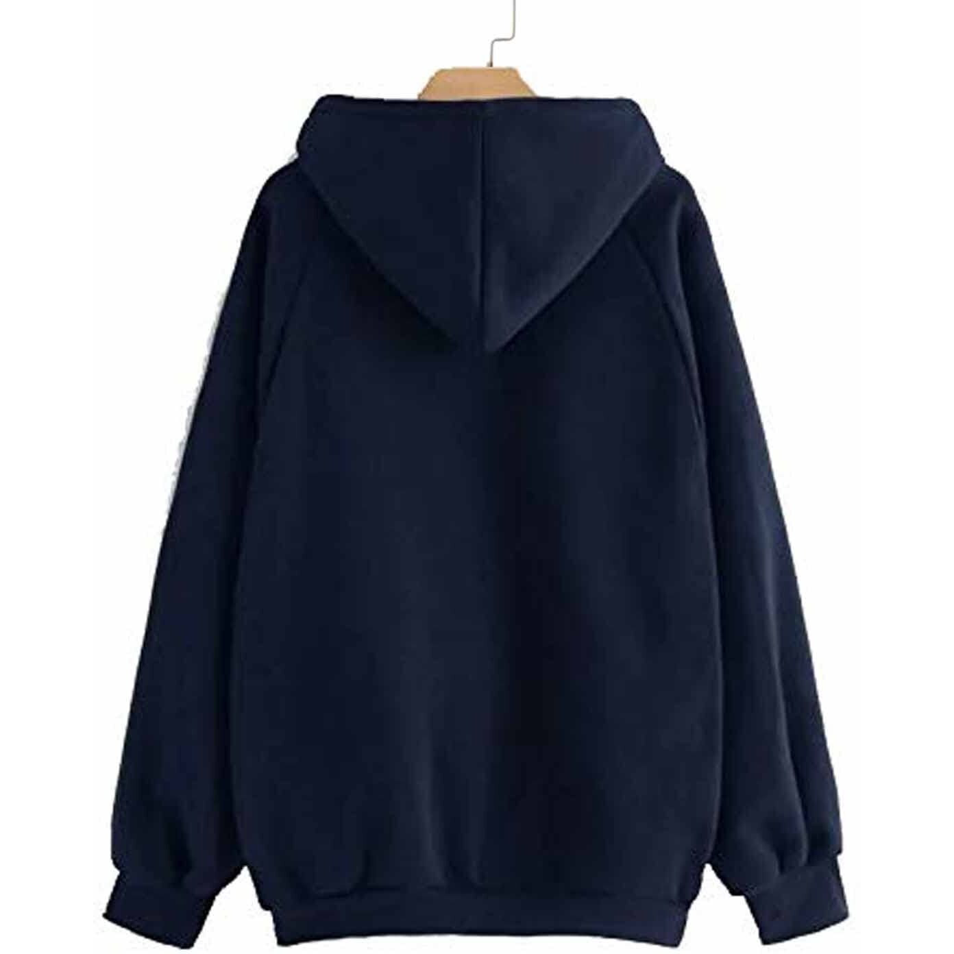 JUNEBERRY Women's Regular Fleece Hooded Sweatshirt (Jb_W02_Navy_L_Navy_L)
