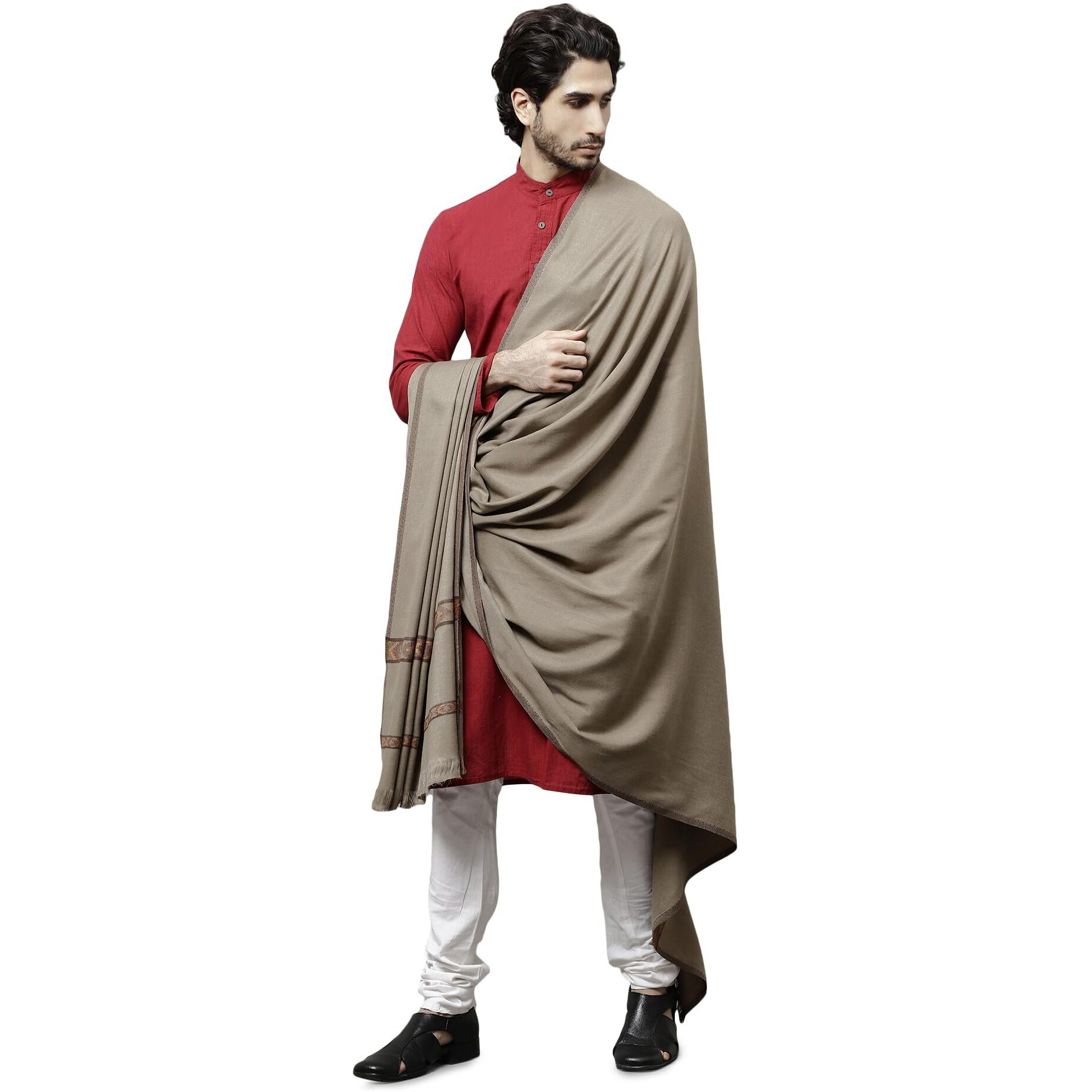 Weavers Villa Men's Kullu Design Wool Blend Lohi/Shawl, 120cm x 240cm