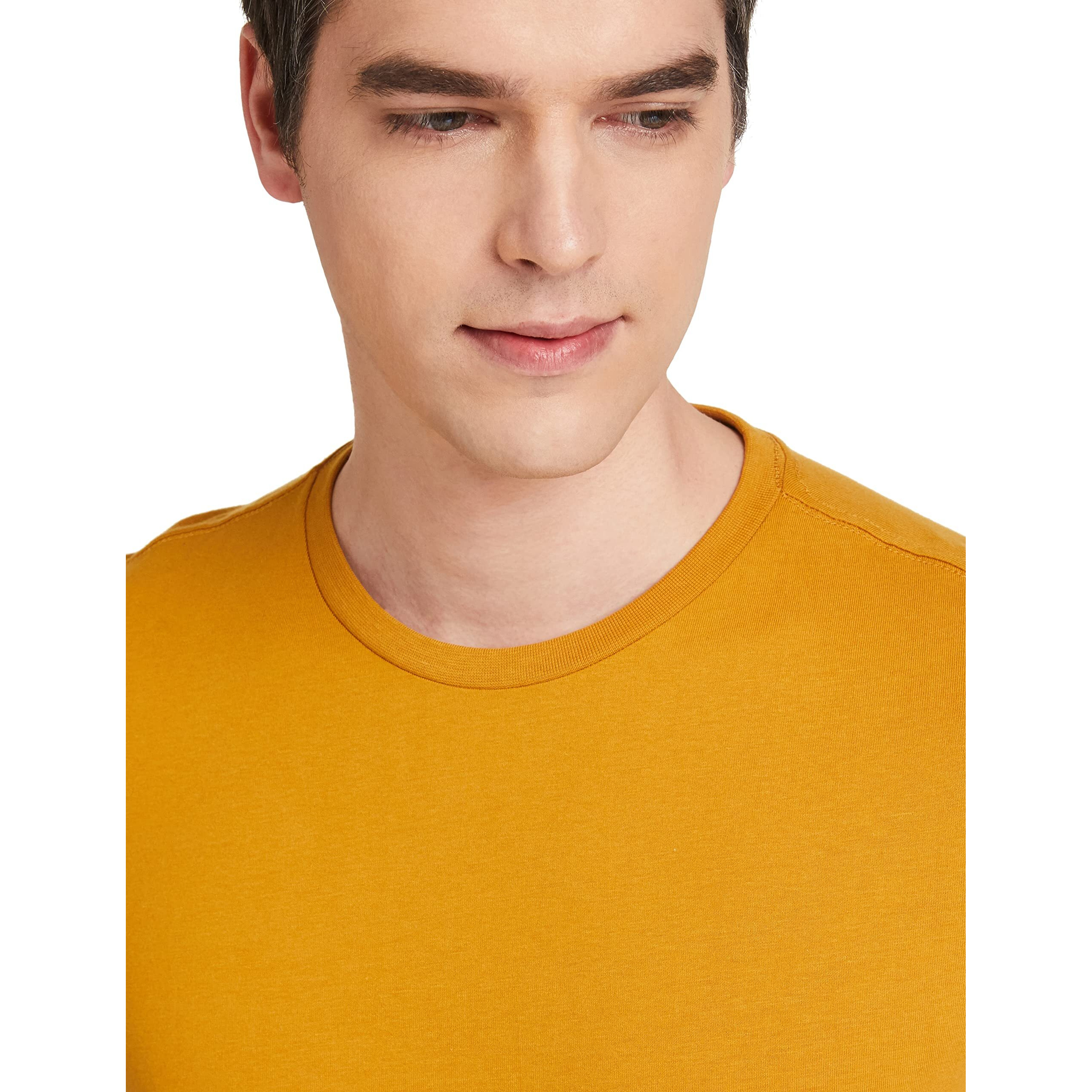 Amazon Brand - Symbol Men's Solid Cotton T Shirt | Plain | Round Neck | Half Sleeve - Regular Fit | Combo Pack of 3 (Available in Plus Size) (Dark Grey Melange, Iris Navy, Inca Gold_4XL)