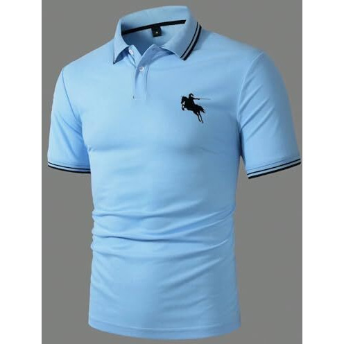 Men T-Shirt || T-Shirt for Men || Plain T Shirt || T-Shirt (Polo-18-21) (L, Sky Blue)