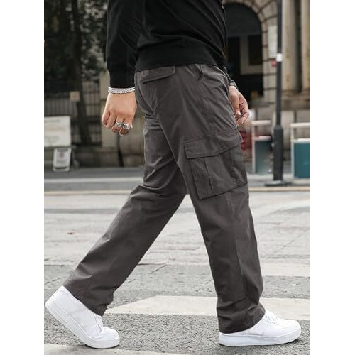 GRECIILOOKS Regular Fit Cotton Trousers Baggy Pants Cargos for Men (GL-TP-1049_Grey_2XL)