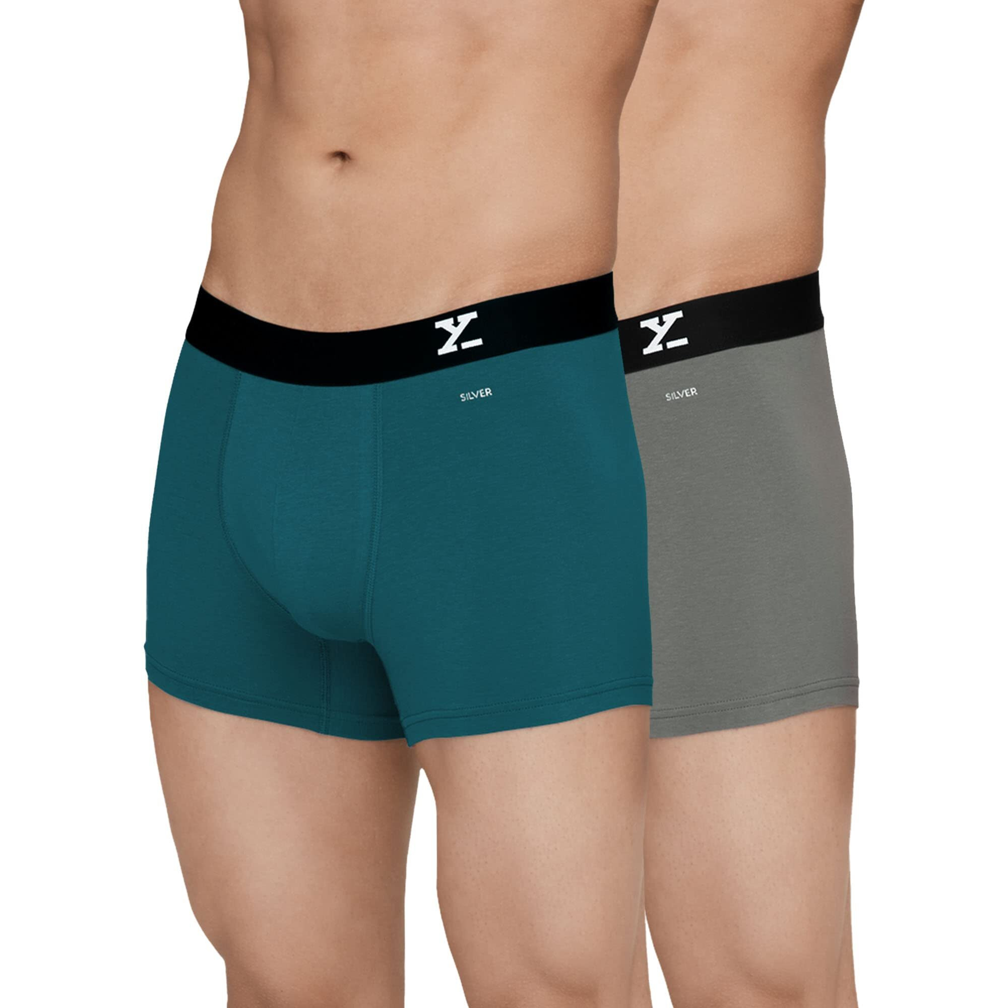 XYXX Cotton Regular Solid (Pack of 2) (Aero Trunks for Men Combo_Legion Blue + Frost Grey_M)