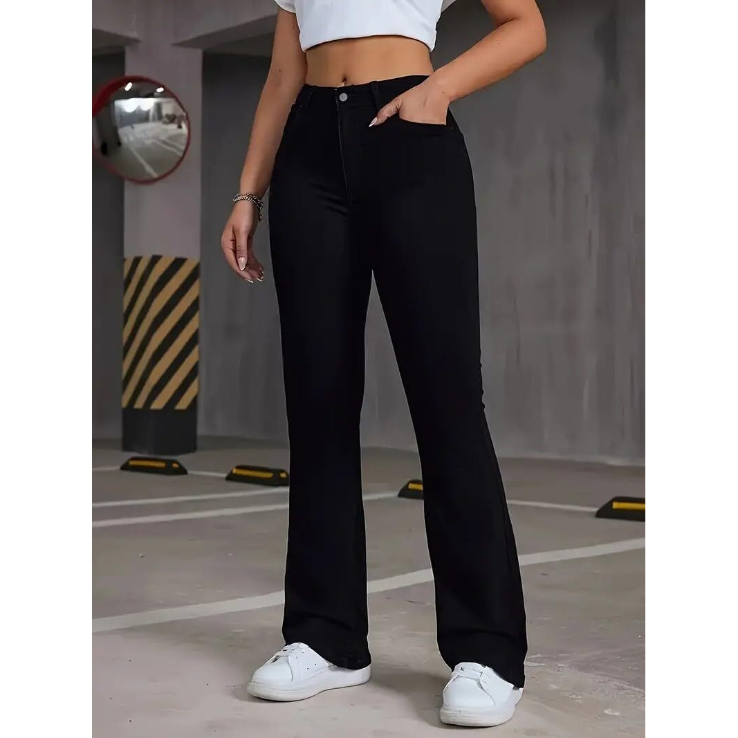 THIRD QUADRANT Women Wide Leg Jeans with high Waist || Black Jeans for Women || Flared Jeans for Women (in, Numeric, 34, Regular, Black)
