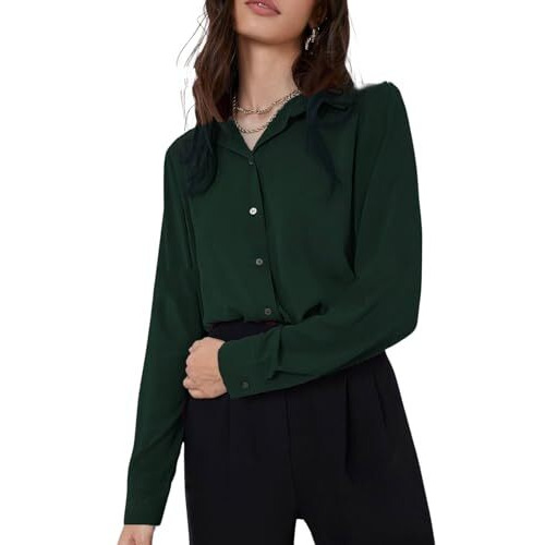 GRECIILOOKS Solid Regular Fit Long Tops Oversized Shirt for Women (GL-W1894_Green S)