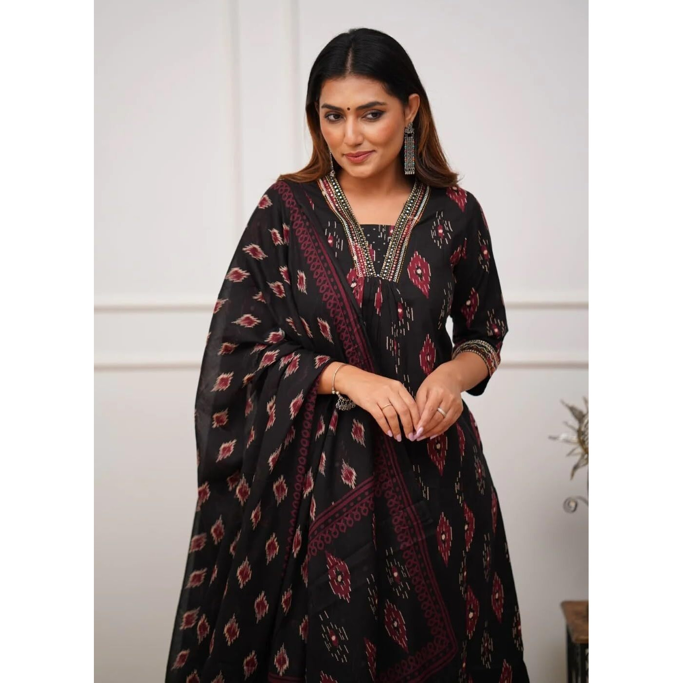 KLOSIA Women Printed A-Line Kurta and Pant Set With Dupatta | Kurta Set | Ethnic Set | Dupatta Set | Ethnic Set | Kurta Pant | (Small)