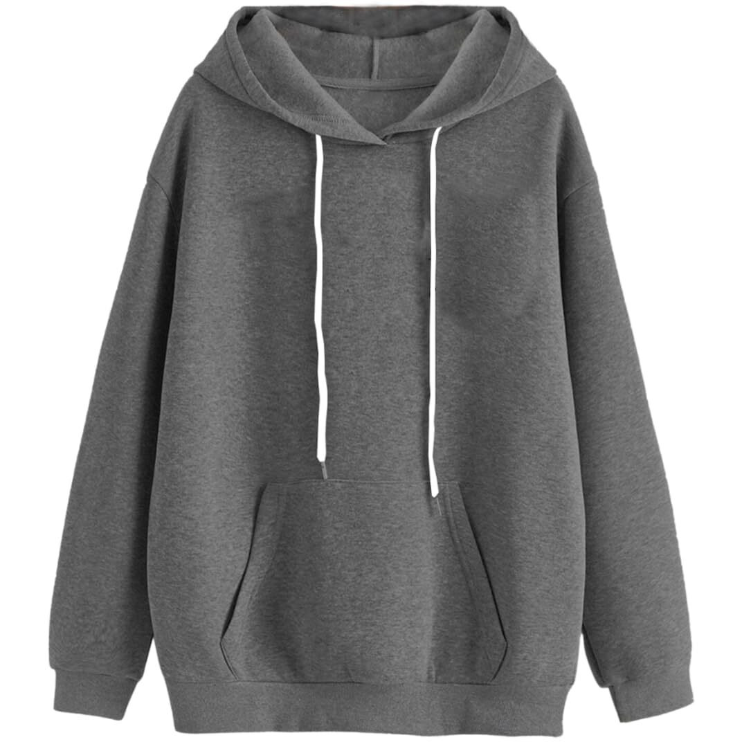 JUNEBERRY Women's Cotton Blend Hooded Neck Sweatshirt (W02_Anthra_M_Anthra_M)