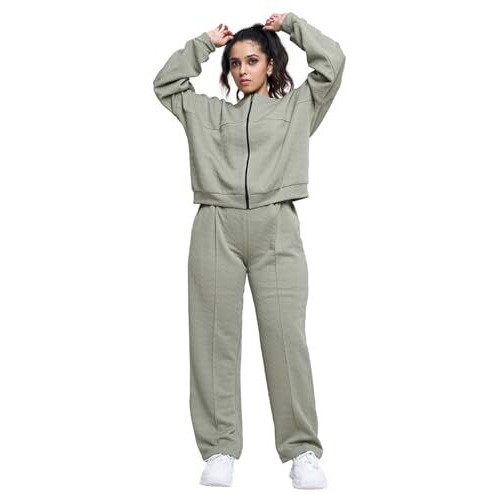 GRECIILOOKS Cotton Regular Woolen Co Ord Hoodie Set for Women Winter Wear | Full Sleeve (GL-W2070&TR1038_Green
