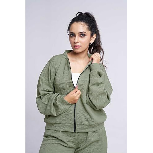 GRECIILOOKS Cotton Regular Woolen Co Ord Hoodie Set for Women Winter Wear | Full Sleeve (GL-W2070&TR1038_Green