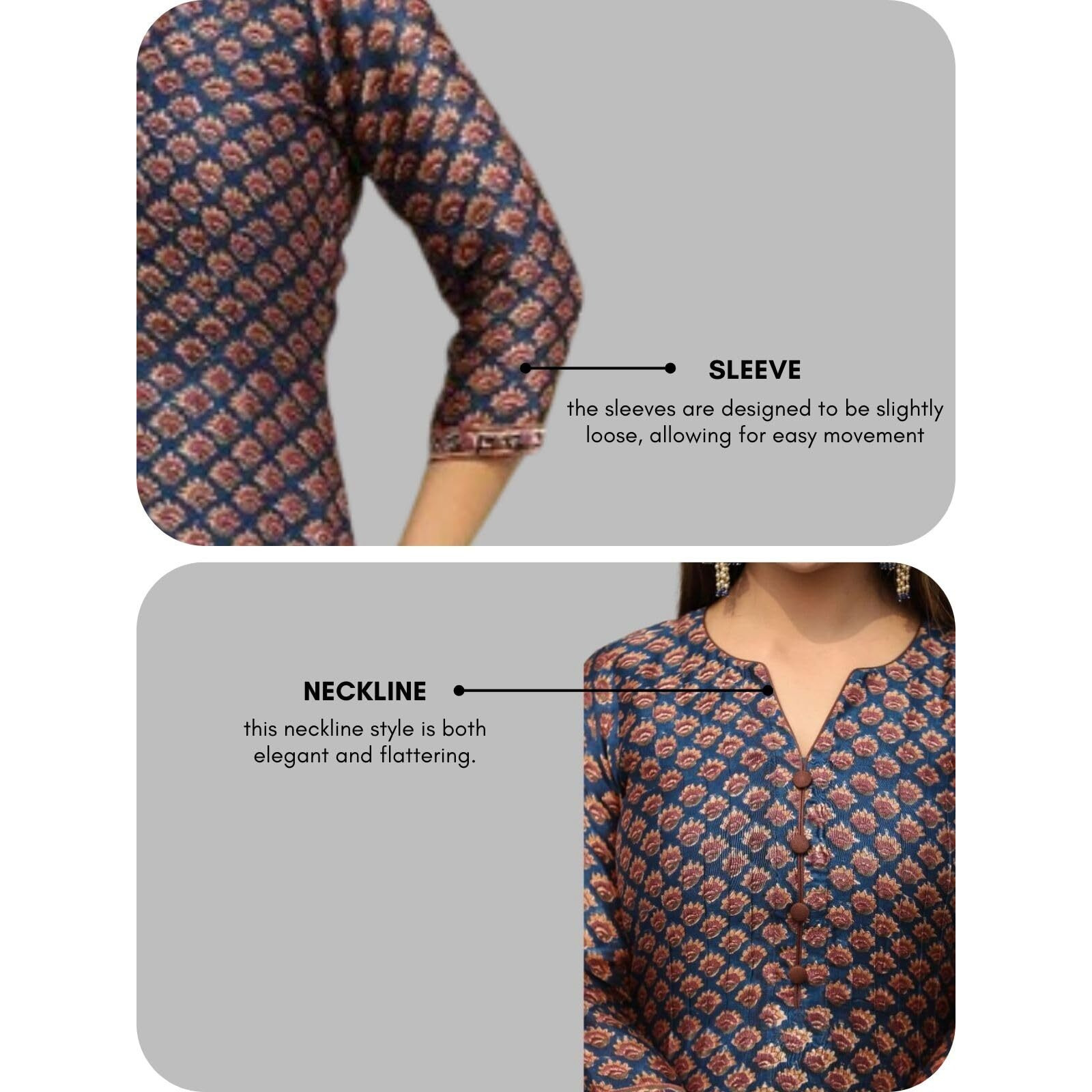 GRECIILOOKS Womens Regular Cotton Blend Regular Fit Kurta Set (Blue, Small)
