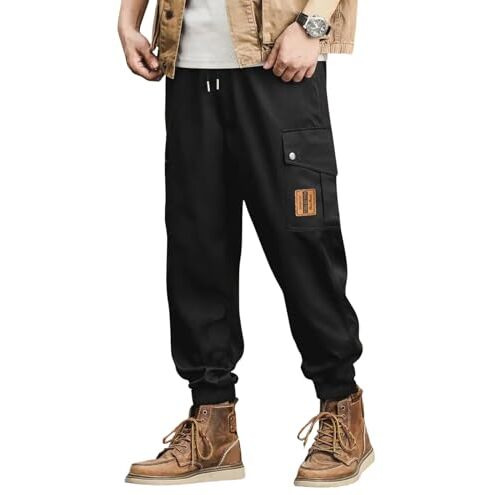 Lymio Men Cargo || Men Cargo Pants || Men Cargo Pants Cotton || Cargos for Men (Cargo-70-Black-M)