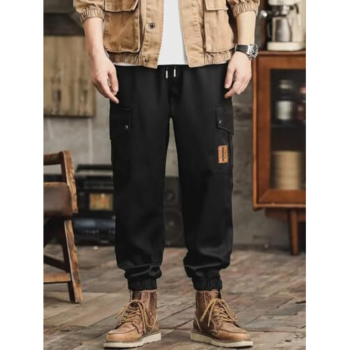 Lymio Men Cargo || Men Cargo Pants || Men Cargo Pants Cotton || Cargos for Men (Cargo-70-Black-M)