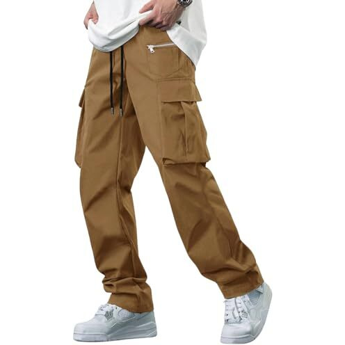 Lymio Men Cargo || Men Cargo Pants || Men Cargo Pants Cotton || Cargos for Men (Cargo-05-08) (M, Khakhi)