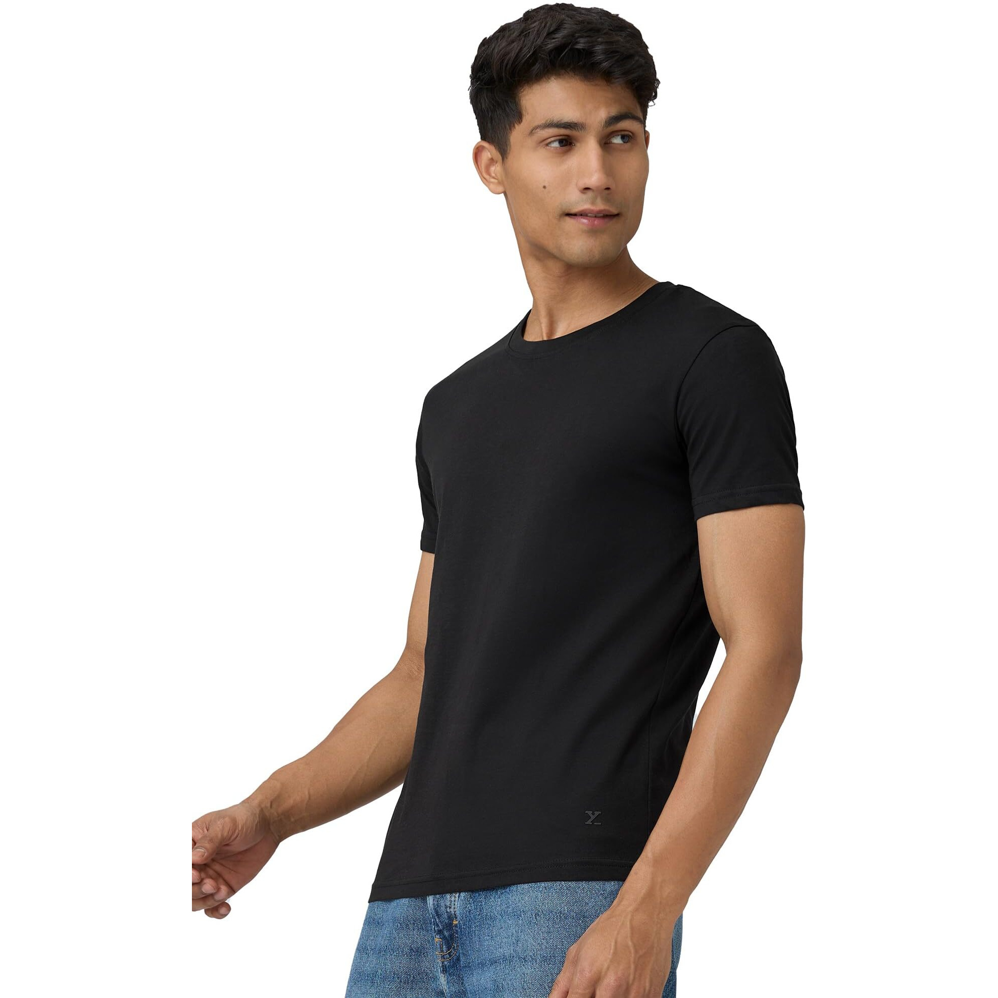 XYXX Men's Solid Regular Fit T-Shirt (XY_CR15_Tshirt_1_Black