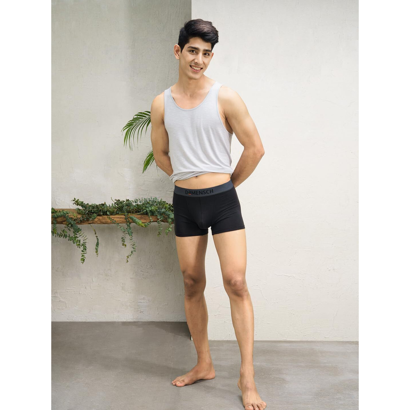 DAMENSCH Mens DEO-Soft Deodorizing Anti-Bacterial Modal Trunks - Pack of 2 - Klintt Black, Wilsen Grey - Medium