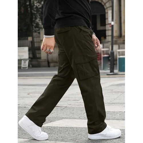 GRECIILOOKS Regular Fit Cotton Trousers Baggy Pants Cargos for Men (GL-TP-1049_Green_M)