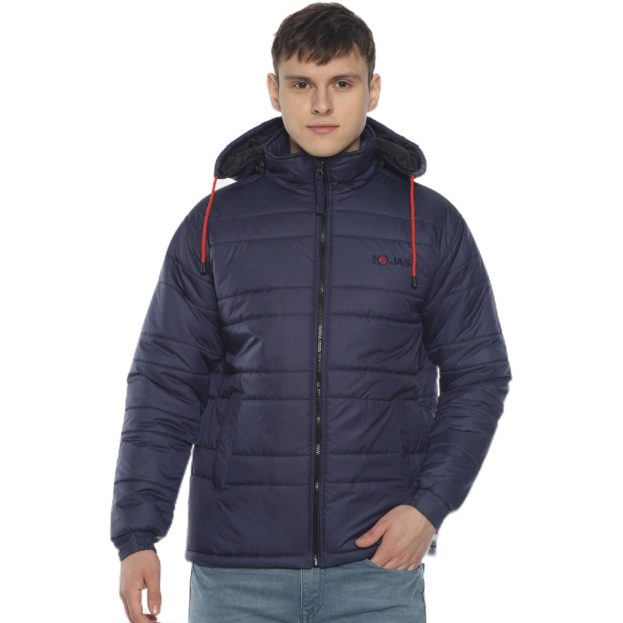 VROJASS Full Sleeve Solid Men's Bomper Jacket (L, Navy Blue)(VROBJF-NB-L)
