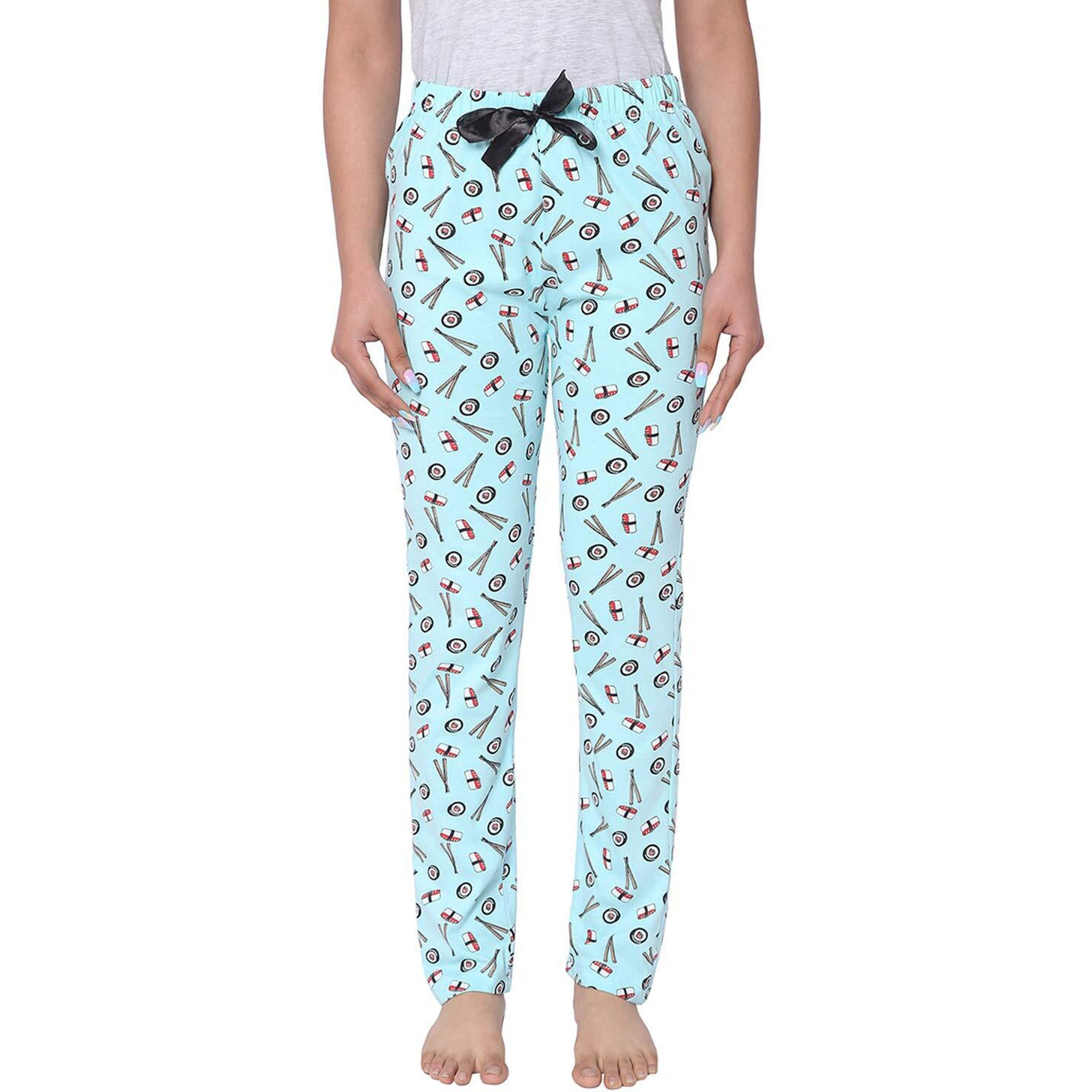Real Basics Women s Cotton Printed Pyjama Pack of 2(RB-W-PJ-XL-P2-S2(Chopstick+Sky) MulticolorXL)