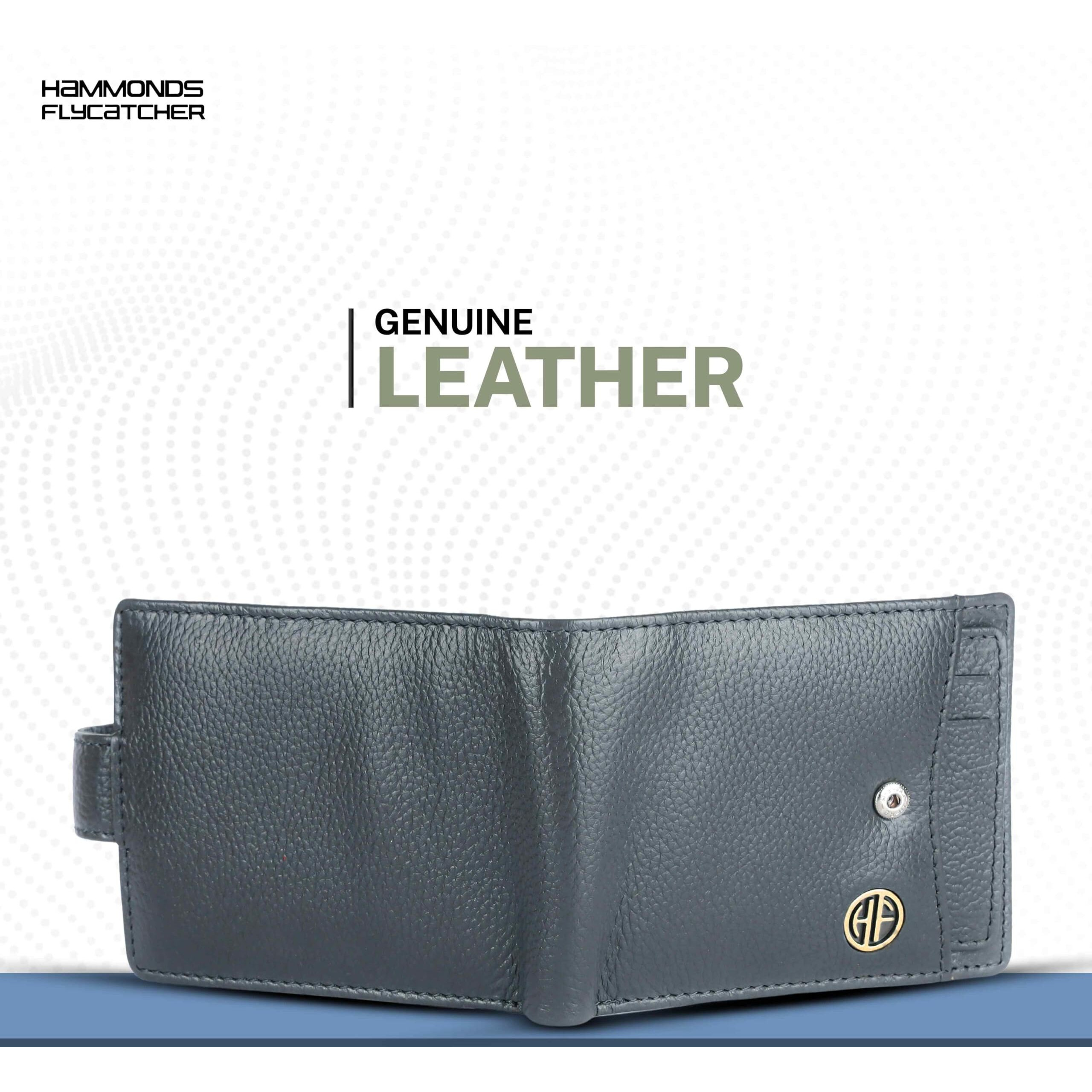 HAMMONDS FLYCATCHER Wallet for Men Leather Original, Men Wallet, Leather Wallet for Men Stylish, Mens Wallet Leather, Wallets for Man, 5 Card Slots, Purse for Men Branded, Gift for Men - Grey