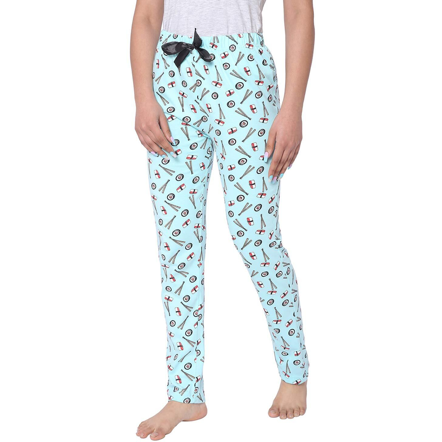 Real Basics Women s Cotton Printed Casual Style Pyjama Pack Of 2(Rb-W-Pj-S-P2-S4(Chop+Coffee) Multicolors), Grey