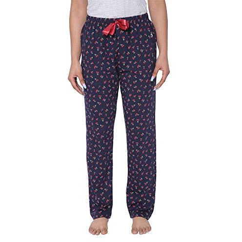 Real Basics Women s Cotton Printed Pyjama Pack Of 2(Rb-W-Pj-M-P2-S4(Sky+Cherry) Multicolorm, Casual Style, Pink Sky,Navy Cherry)