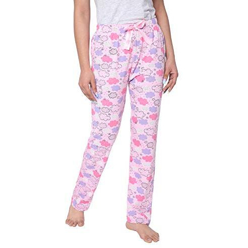Real Basics Women s Cotton Printed Pyjama Pack Of 2(Rb-W-Pj-M-P2-S4(Sky+Cherry) Multicolorm, Casual Style, Pink Sky,Navy Cherry)