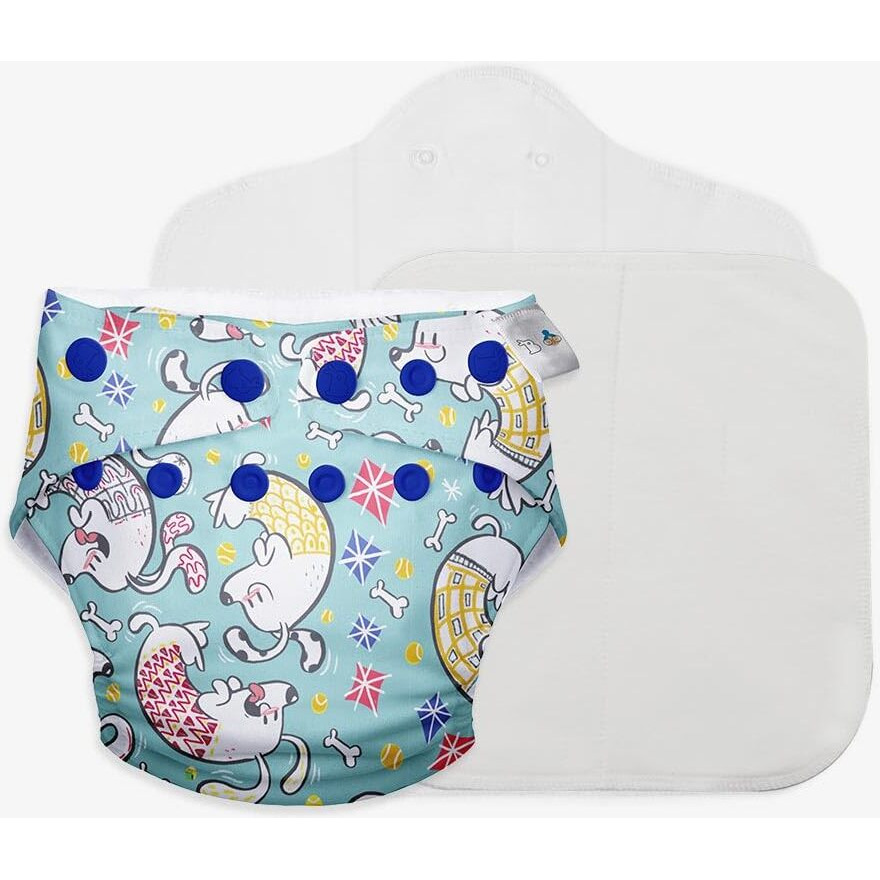 SuperBottoms UNO Freesize Cloth Diaper with Pad & Extra Booster (1 Waterproof Outer + 1 Organic Cotton Dry Feel Magic) Cloth diaper for babies 0 to 3 years | Washable & Reusable