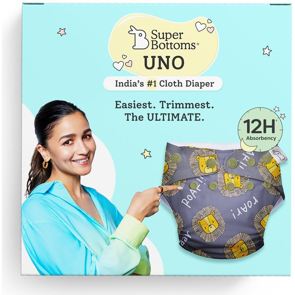 SuperBottoms NEW UNO Freesize Cloth Diaper | Cloth diaper for babies 3M to 3Y | Washable & Reusable cloth diaper | Comes with cloth diaper insert | 1 Diaper and 1 Organic cotton Soaker