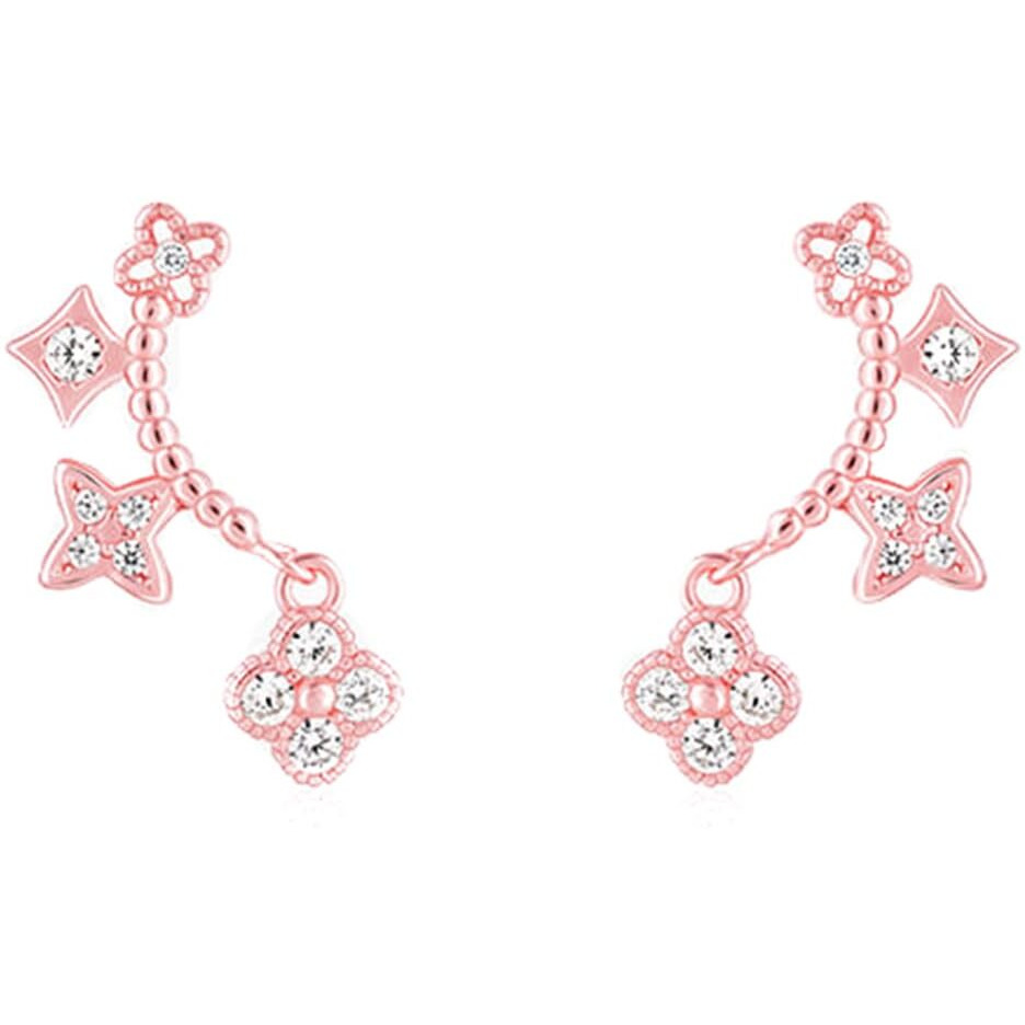 GIVA 925 Rose Gold Clover Dangle Earrings | Valentine Gift for Girlfriend Wife Women & Girls | With Certificate of Authenticity and 925 Stamp | 6 Month Warranty*