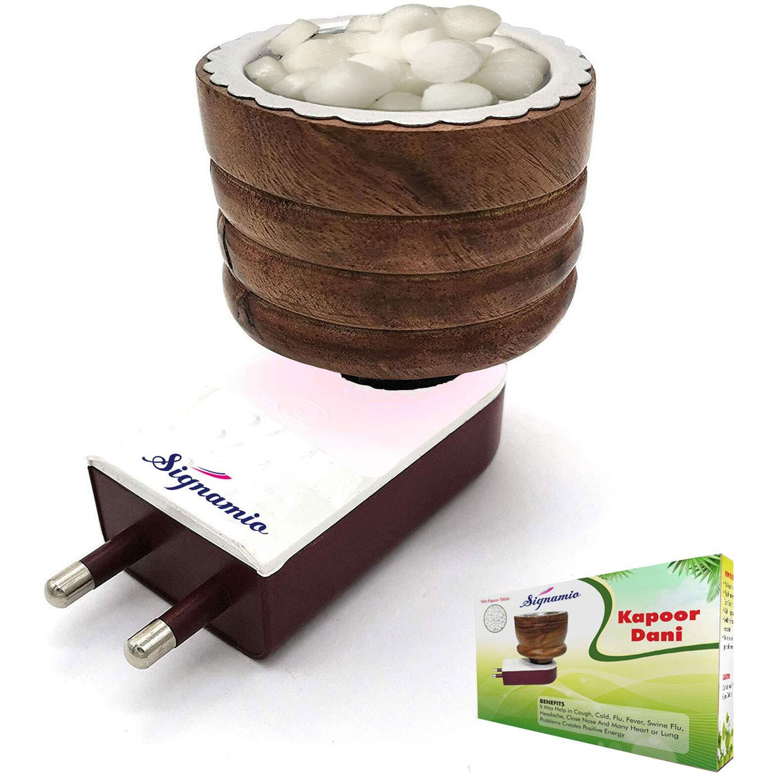 SIGNAMIO Kapoor Kapur Dani Camphor Karpuram Bakhoor Oud Aroma Oil Diffuser Incense Dhoop Burner Electrical Stand Machine for Home Fragrance Room Freshener -DN-2