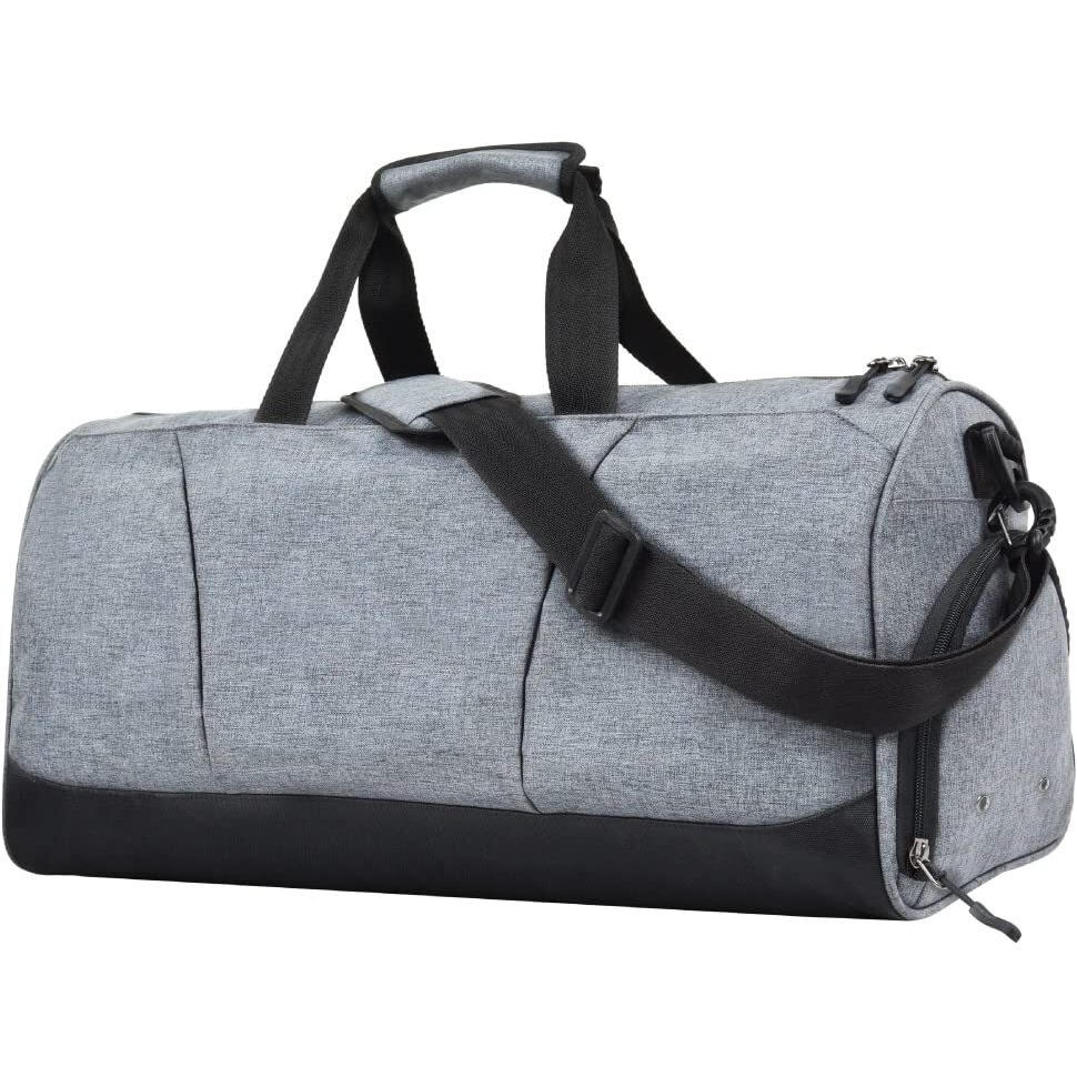 FATMUG Polyester Sports Duffel Gym Bag For Men s, Women s, Boys, Girls- Large Duffle Bag With Wet Pocket & Shoe Compartment - (Light Grey 27L), 9 Cm