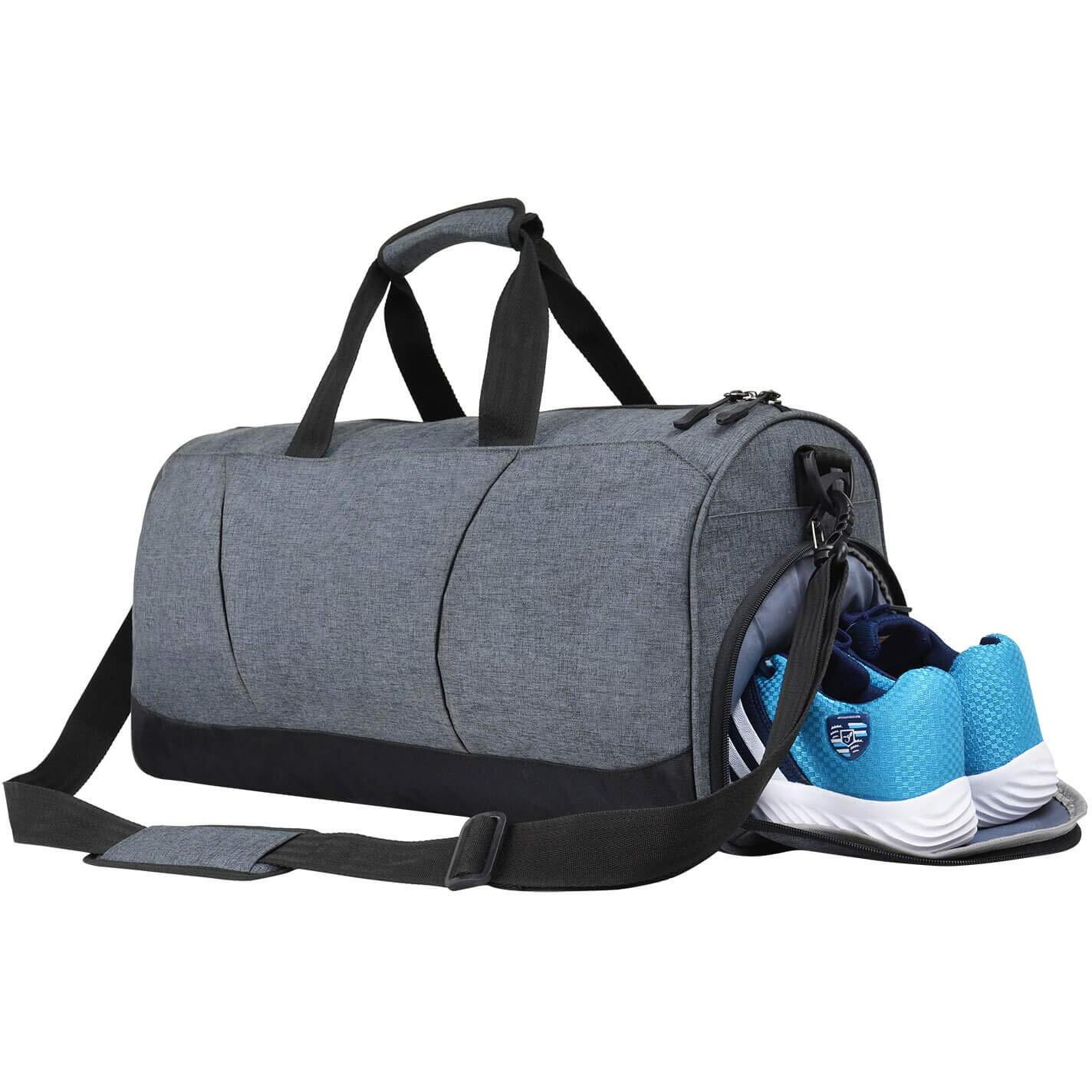 FATMUG Polyester Sports Duffel Gym Bag For Men,Women-Large Duffle Bag With Wet Pocket&Shoe Compartment-One Shoulder Bag For Training,Outdoor,Yoga,Overnight Travel Duffel Bag (Dark Grey 27L),9 Cm