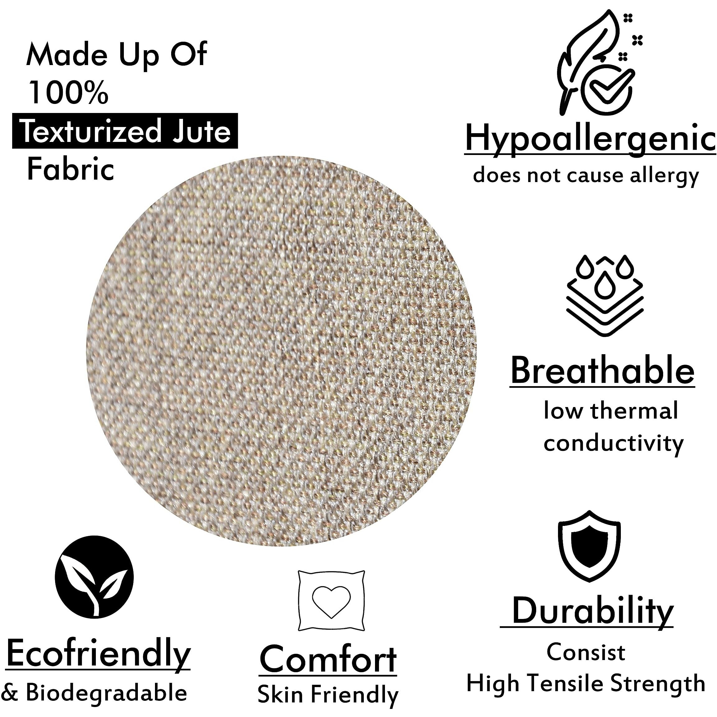 Yellow Weaves Jute Texture Cushion Covers, 16 X 16 Inches, Beige, Set of 5, 250 tc