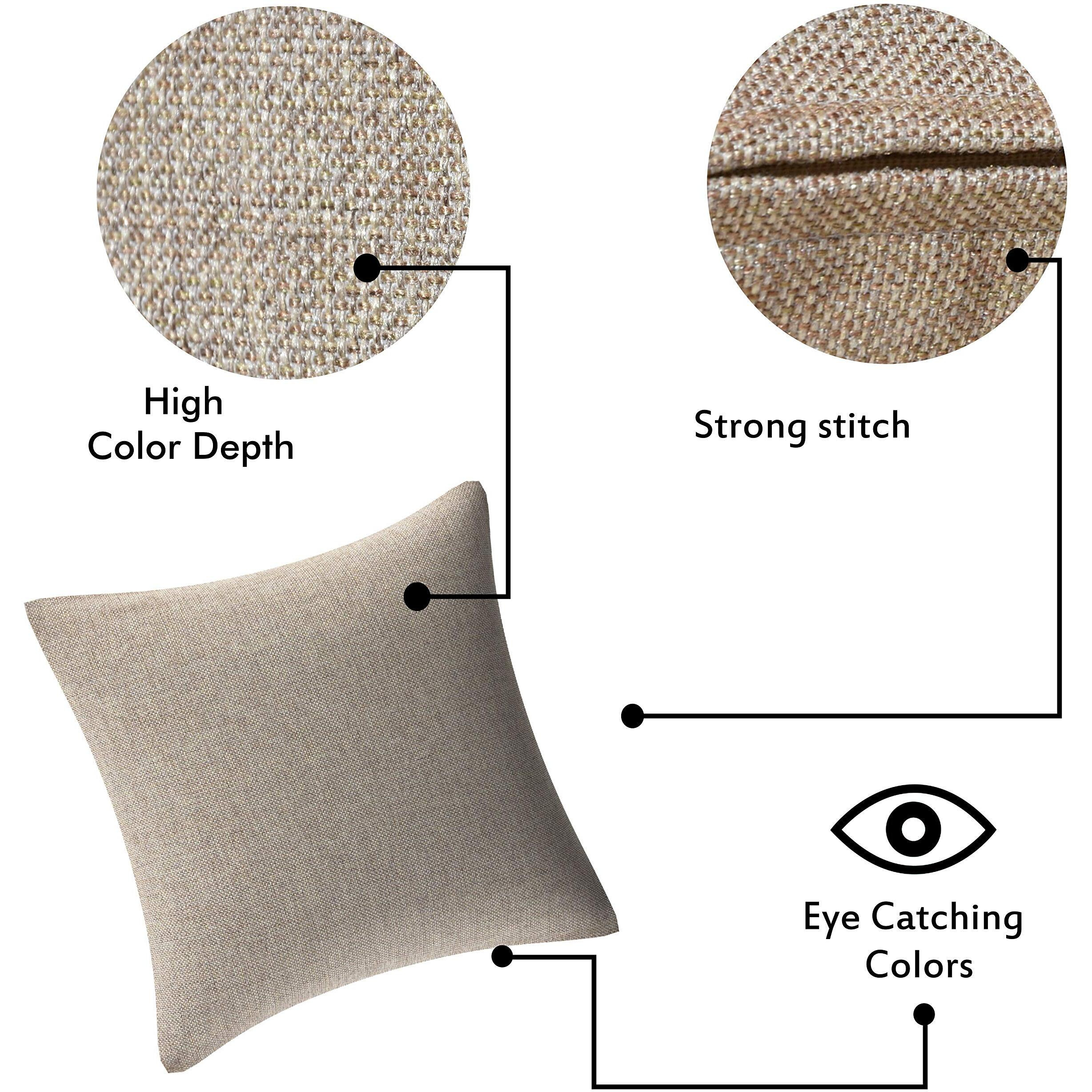 Yellow Weaves Jute Texture Cushion Covers, 16 X 16 Inches, Beige, Set of 5, 250 tc