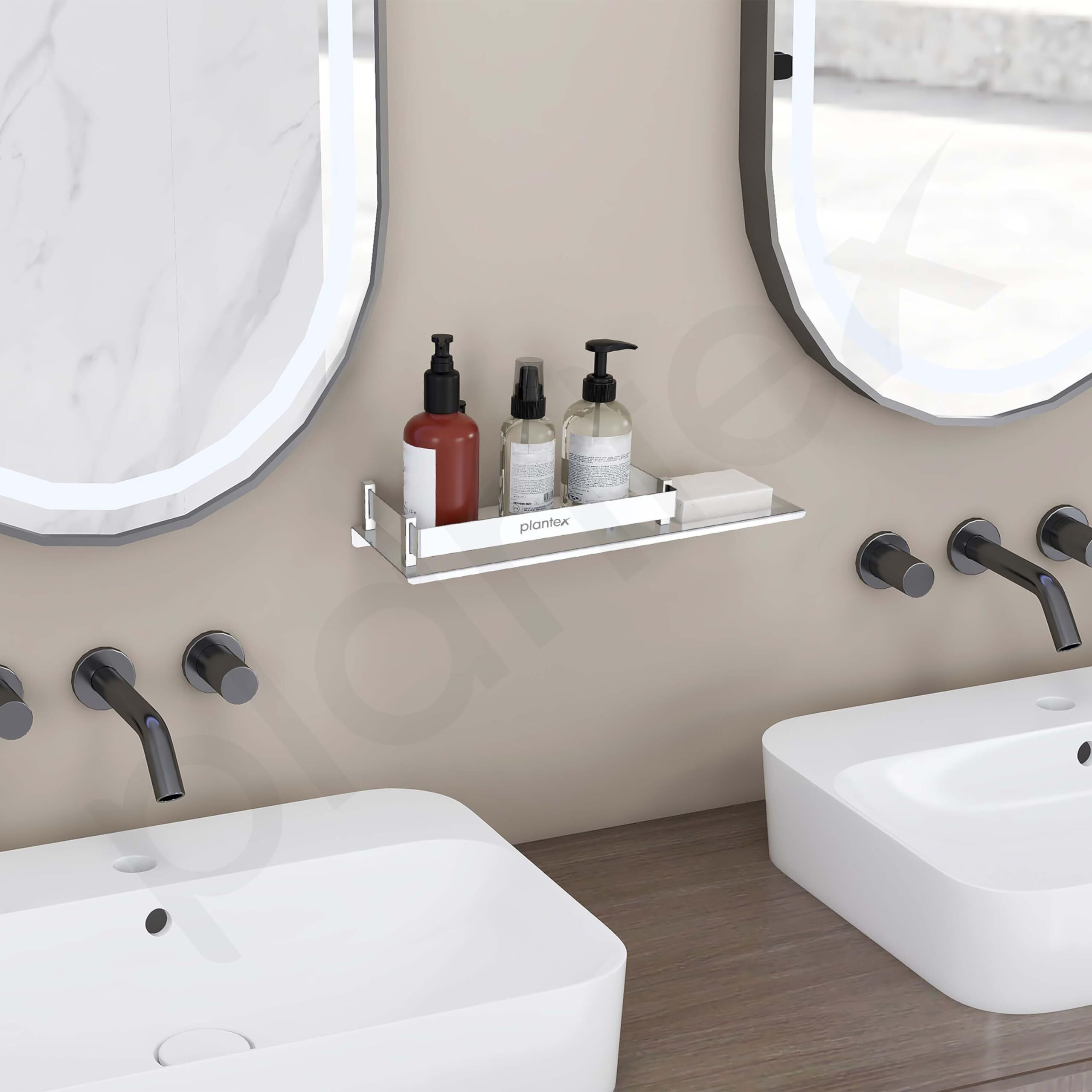 Plantex Stainless Steel 2in1 Multipurpose Bathroom Rack/Shelf with soap Dish/Holder - Multipurpose - Bathroom Accessories (15x5 Inches)  Pack of 3