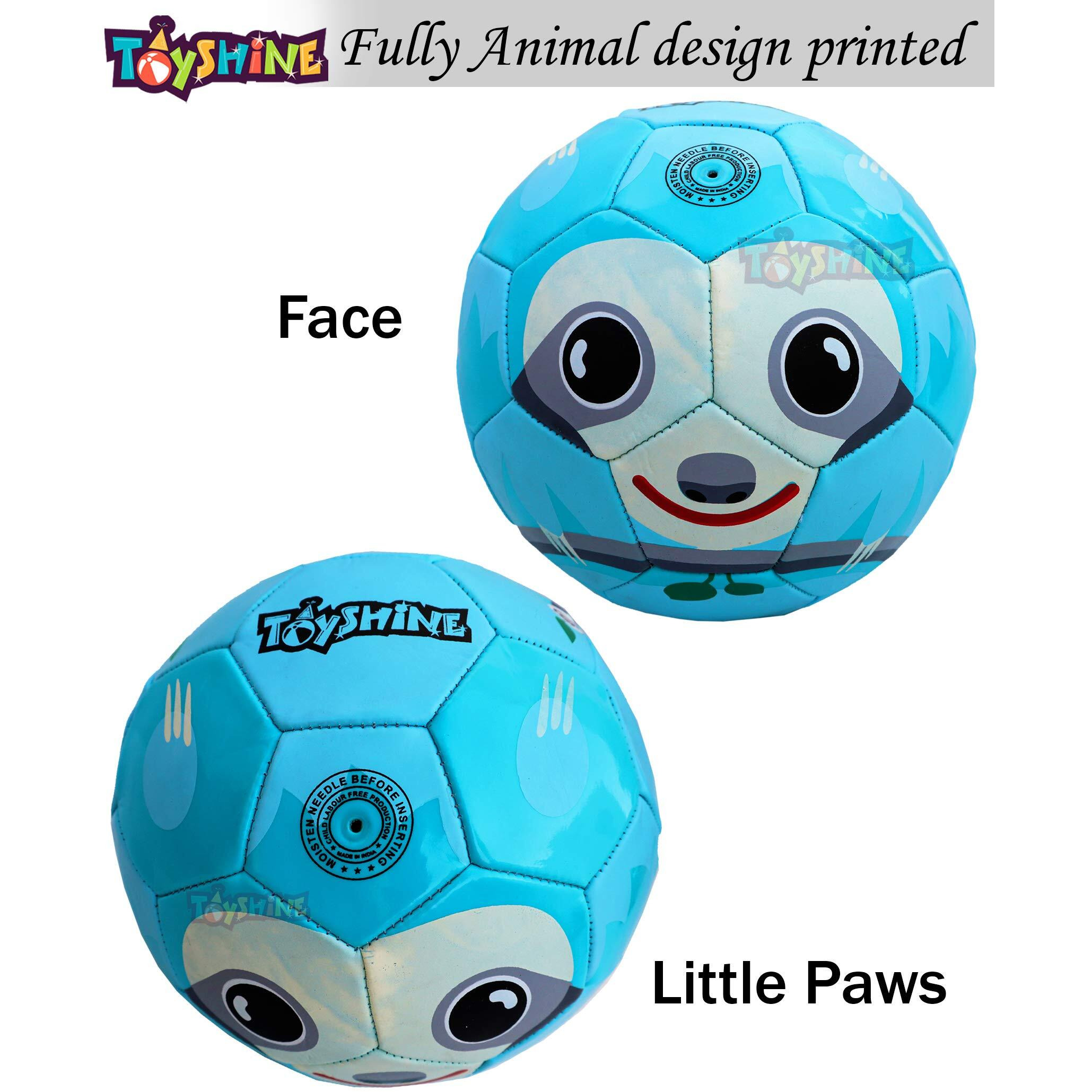 Toyshine Edu-Sports Kids Football Soccer Educational Toy Ball, Size 3, 4-8 Years Kids Toy Gift Sports, Sloth (Blue) - Faux Leather