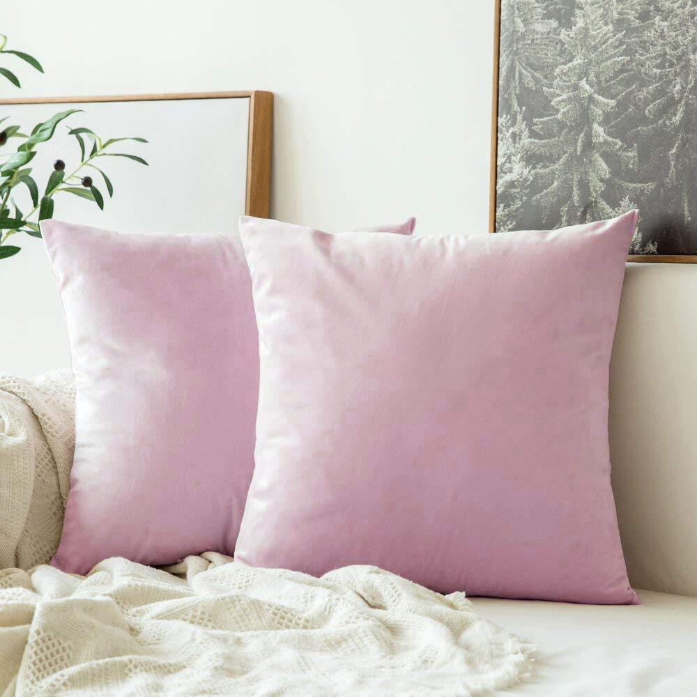 Khooti Velvet Cushion Cover, 10x10 Inch (Baby Pink)(Pack of 3)
