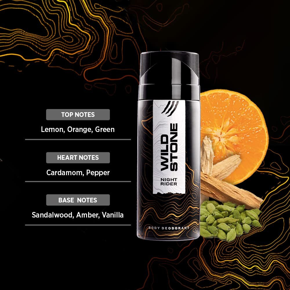 Wild Stone Night Rider Deodorants for Men, Body Spray Combo Pack of 2 (165ml each)