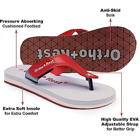 Ortho + Rest Extra Soft Doctor Flip Flop Footwear Orthopedic Slippers For Women & Girls Daily Use, Maroon - 6 UK