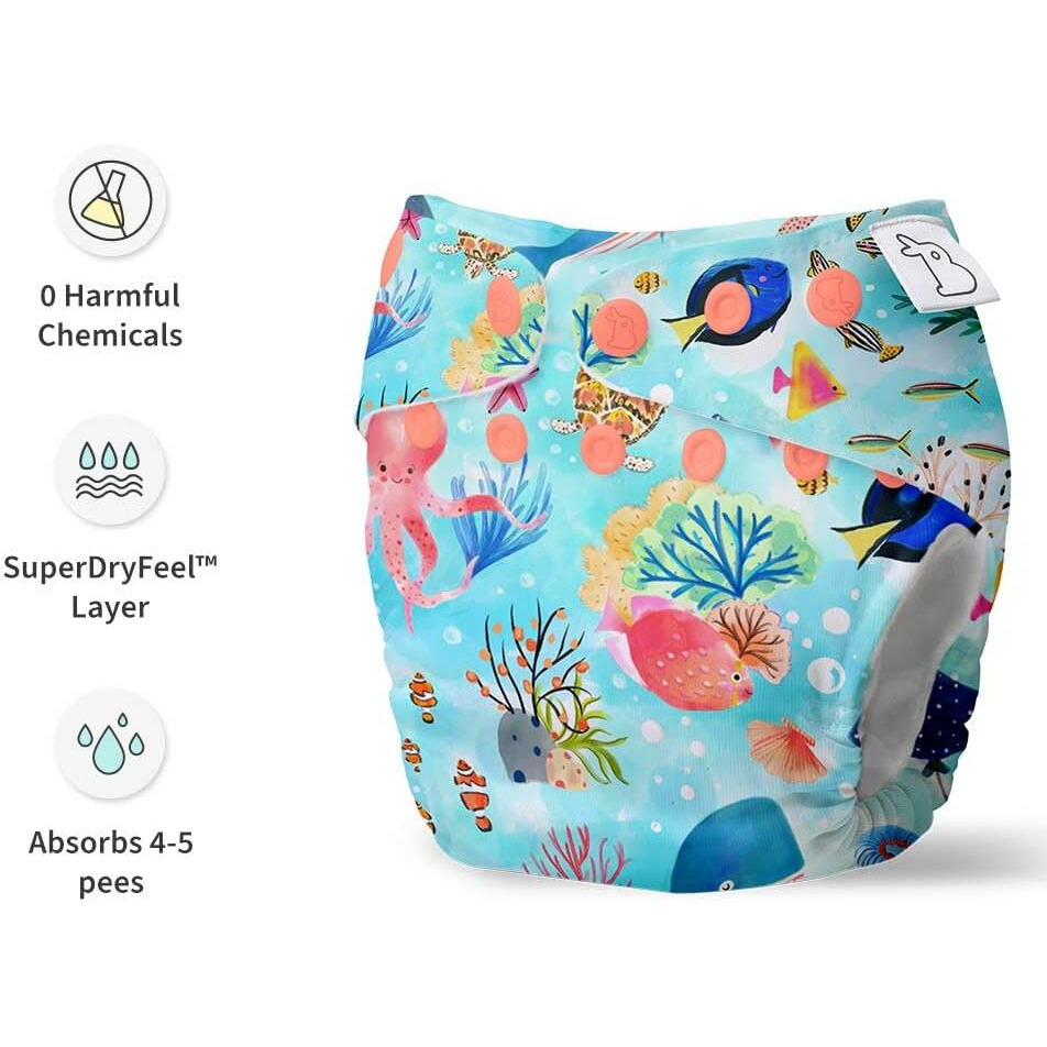 SuperBottoms NEW UNO Freesize Cloth Diaper | Cloth diaper for babies 3M to 3Y | Washable & Reusable cloth diaper | Comes with cloth diaper insert | 1 Diaper and 1 Organic cotton Soaker