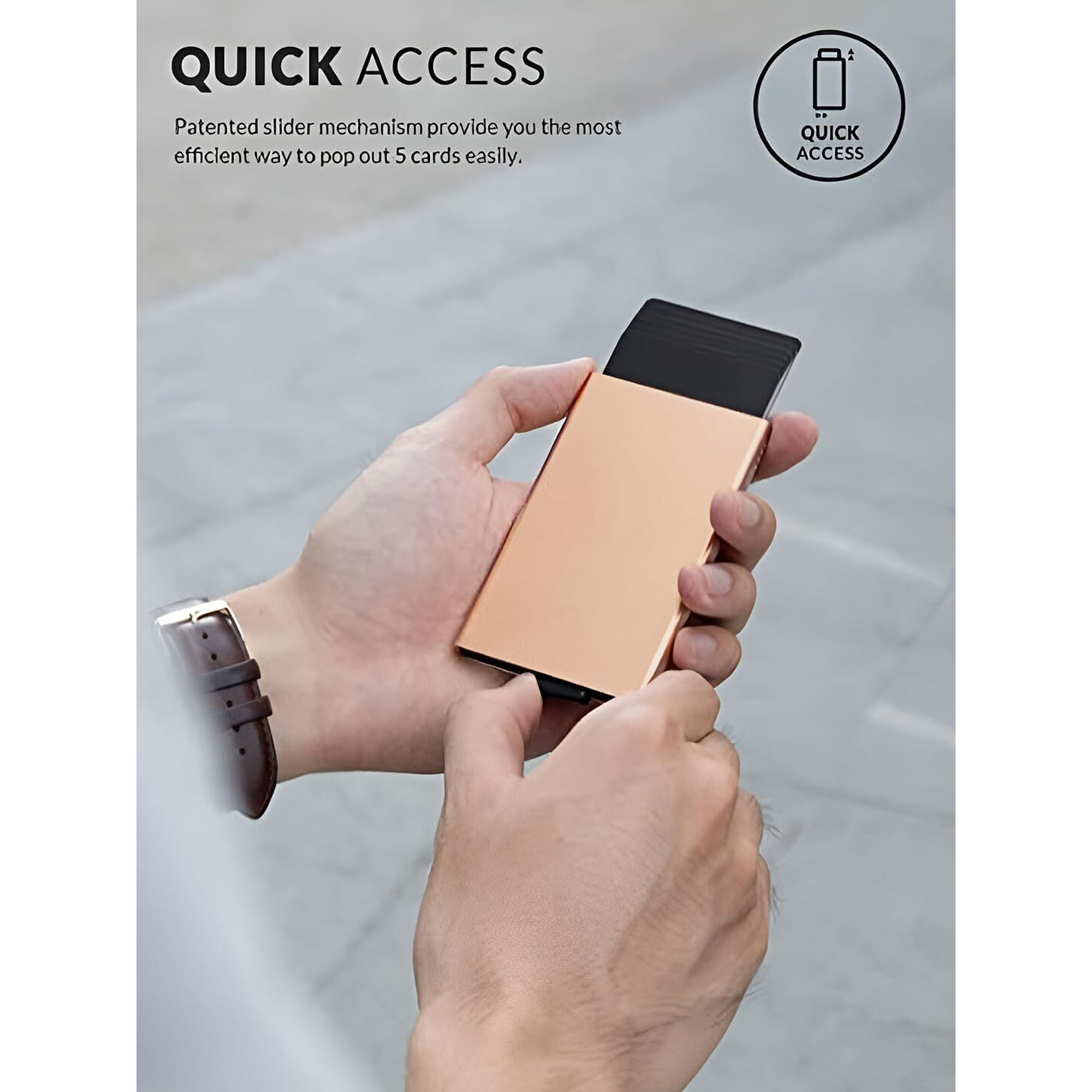 VOGARD Men s Aluminium Metal RFID Protected Smart Pop Up Wallet | 8 Card Slots (06 Copper)