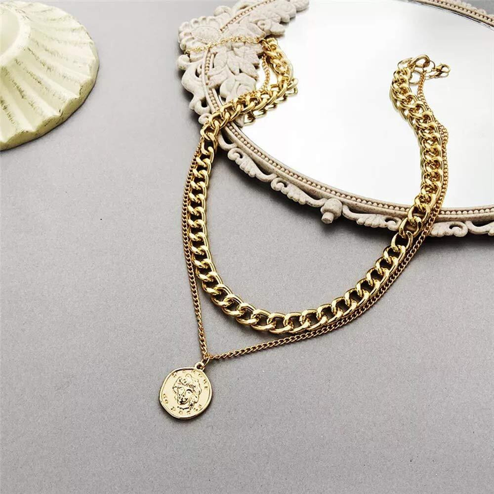 Shining Diva Fashion Stylish Multilayer Chain Pendant Necklace for Women and Girls (12451np), gold
