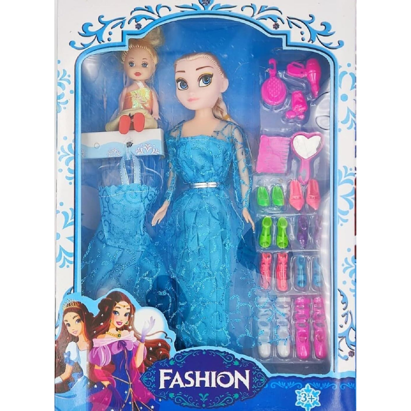 BKDT Marketing Beautiful Moveable Arms & Legs Doll Toy for Girls with Dress and Fashion Accessories (Fashion Doll Els)