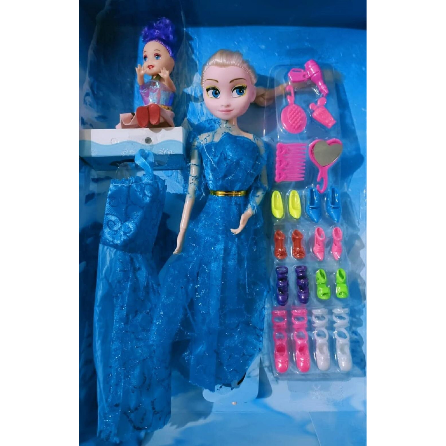 BKDT Marketing Beautiful Moveable Arms & Legs Doll Toy for Girls with Dress and Fashion Accessories (Fashion Doll Els)