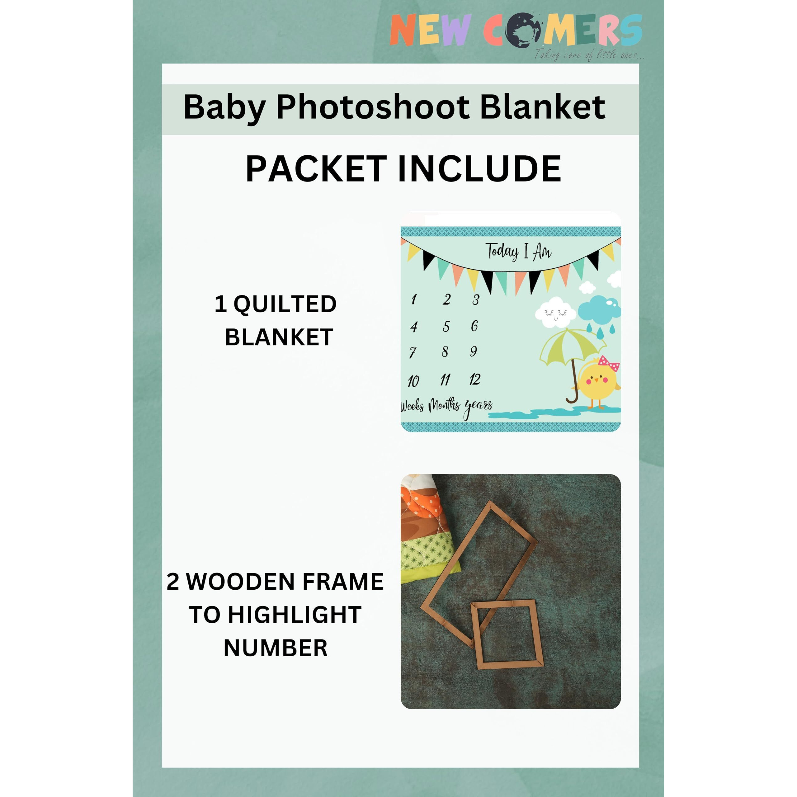 NEW COMERS Milestone Baby Blanket for All Season, Multiuse Cotton Blanket & Prop for Summer/Winter/Ac Room, Blankets for Kids/New Born Monthly Photoshoot, Thread Count (80/153) 135x115x2cm | 506