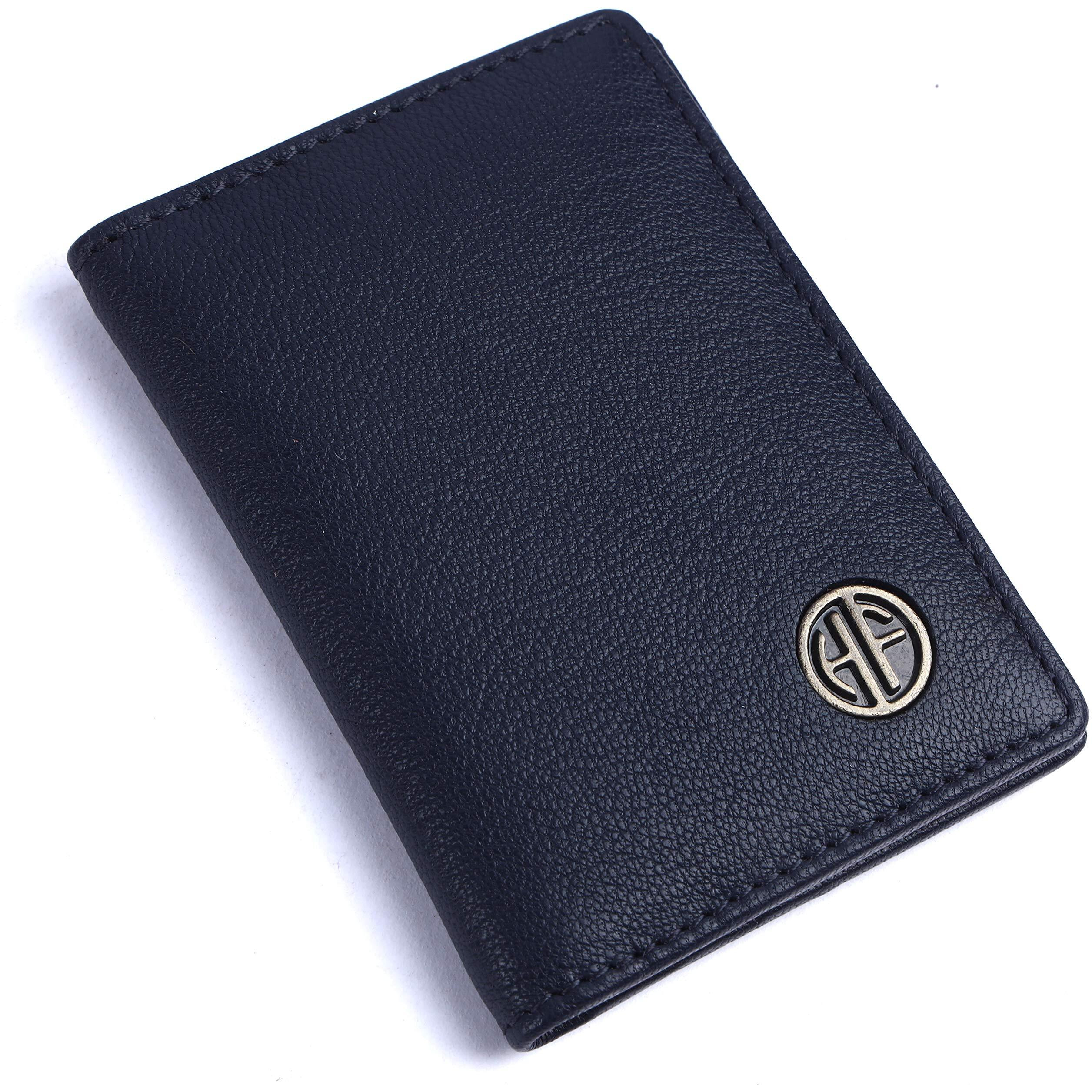 HAMMONDS FLYCATCHER Genuine Leather Card Holder Wallet for Man & Women - Credit Card Holder for Men, RFID Credit Card Wallet for Men, 6 Card Slots, ATM Card Holder for Men - Prussian Blue